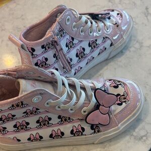 Pink and White Minnie Mouse High-Top Shoes